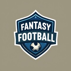 A dynamic logo design for fantasy football, showcasing a shield emblem with soccer elements and vibrant colors to attract enthusiasts.