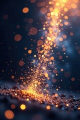 Fototapeta premium Sparkling dust particles suspended in mid-air create a mesmerizing pattern of twinkling lights and shades of silver and gold, sparkles, dust