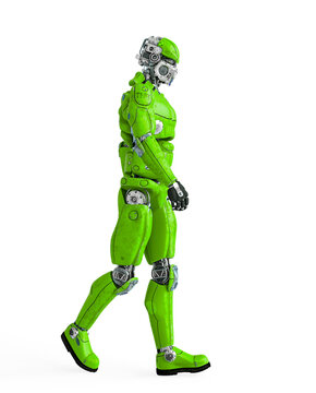 beta tester mech is wlking alone on side view
