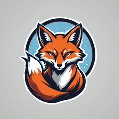 Obraz premium A striking illustration of a fox with vibrant orange fur and intense eyes, surrounded by a circular background.