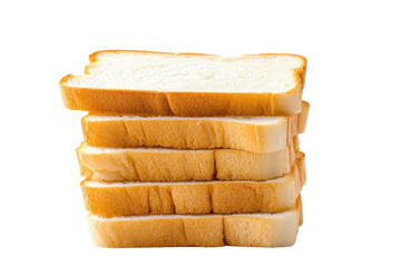 Fototapeta premium White bread slices stacked with golden crust and soft texture, transparent background