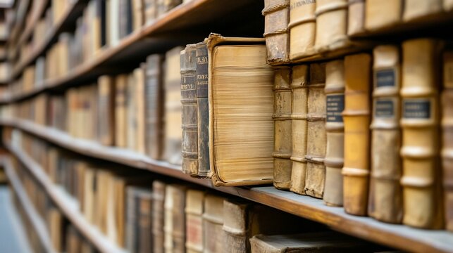 Antique Bookshelf Aged Volumes  History