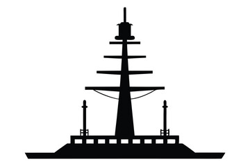 Silhouette of a tall sailing ship on the ocean at sunset with a nautical and pirate-style design