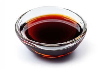 Soy Sauce in a Glass Bowl Isolated on White Background