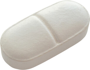 White medicine pill tablet isolated on white background