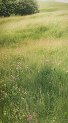 Vibrant Summer Meadow: A Tranquil Escape in Nature's Greenery | Grass, Wildflowers & Sunny Countryside Scenery