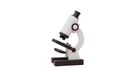 A white and black microscope on a black background used for scientific research and experiments