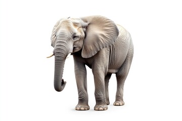 Obraz premium Standing Elephant on White Background Animal Portrait Wildlife Photography