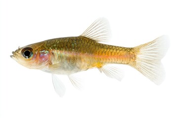 Obraz premium Isolated Eastern Mosquitofish Swimming with Detailed Fins and Scale Patterns