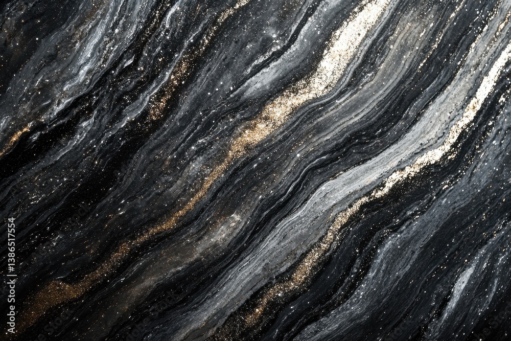 Fototapete Abstract black and white paint swirl creating dynamic contrast on a canvas in an art studio during the afternoon light
