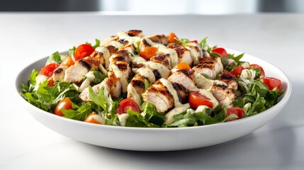 A fresh homemade pizza topped with basil, mozzarella, and cherry tomatoes. Featuring Italian cuisine and flavor