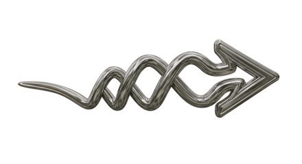 Metallic twisted line 3D shape isolated. Futuristic chrome metal spring element banner, abstract tangled curved metal spiral line frame border
