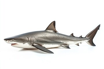 Obraz premium Isolated Shark Posing Against White Backdrop Perfect for Educational Material