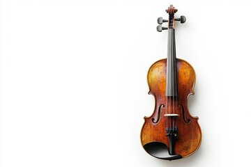 Fototapeta premium Detailed Violin Close-up on White Background Music Instrument Image