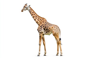 Fototapeta premium Isolated Giraffe Standing Tall with Long Neck and Spotted Pattern