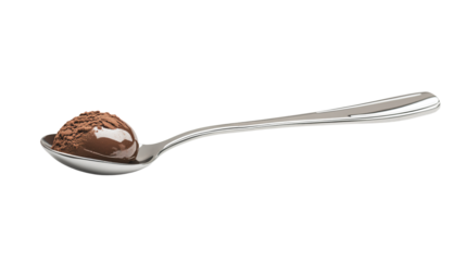 a spoon with a scoop of chocolate ice cream
