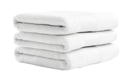 a stack of white towels on a white background