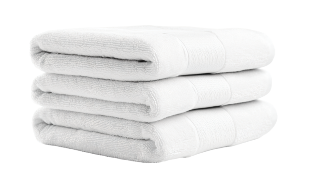 a stack of white towels on a white background