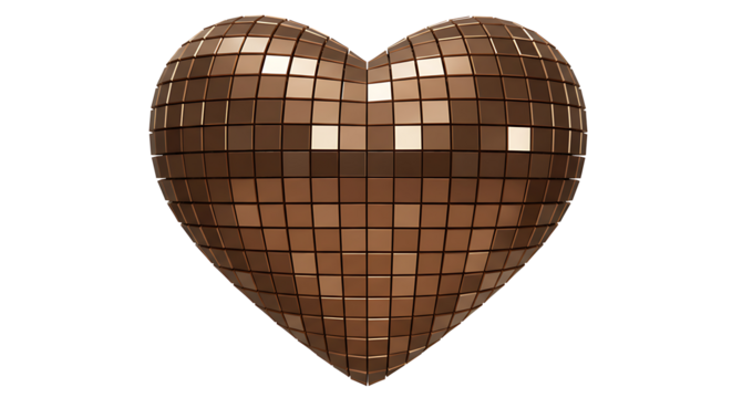 Close-up of a sparkly heart shaped disco ball on a white background mirror ball vector 
