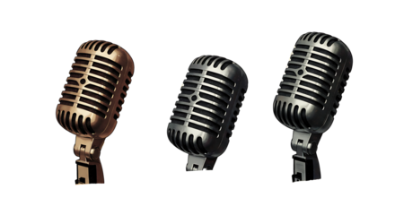 Retro microphone collage element on transparent background, Retro microphone punk y2k collage element, Microphone magazine clipping with isolated clipping path. Generative AI 