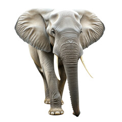 Obraz premium Majestic elephant silhouette standing proudly against a stark black background highlighting its impressive form and features isolated on transparent background..