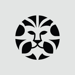 lion face  line art black white vector logo