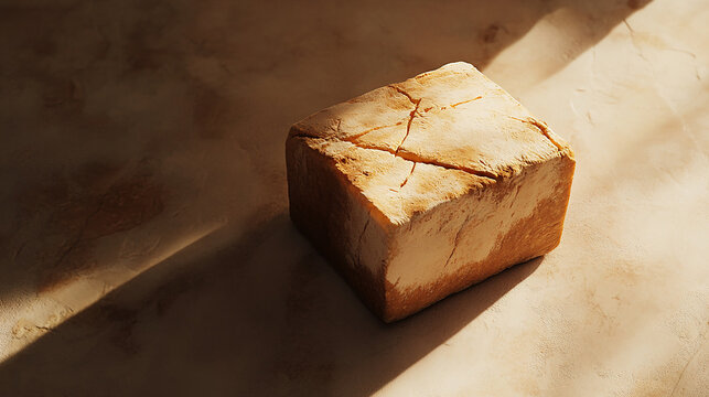 Small loaf of bread with crust cracks placed diagona