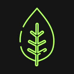 Icon tea. Plant leaves elements. Icon in neon style.