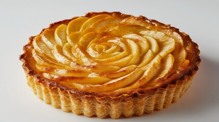 A freshly baked apple pie with a golden crust and cinnamon scent. Featuring comfort and tradition