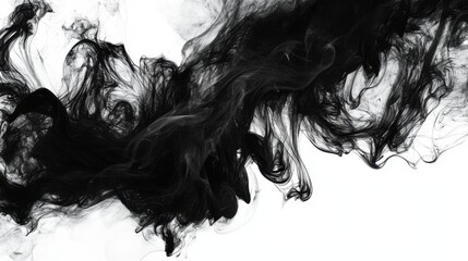 Fototapeta premium A black smoke trail with a white background