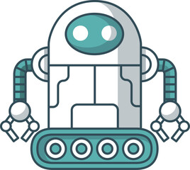 Futuristic Robot Cartoon Icon. Flat Innovation Concept Technology Isolated
