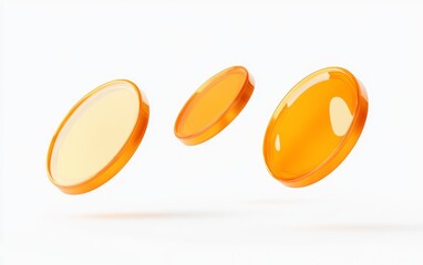 Floating orange discs on white background