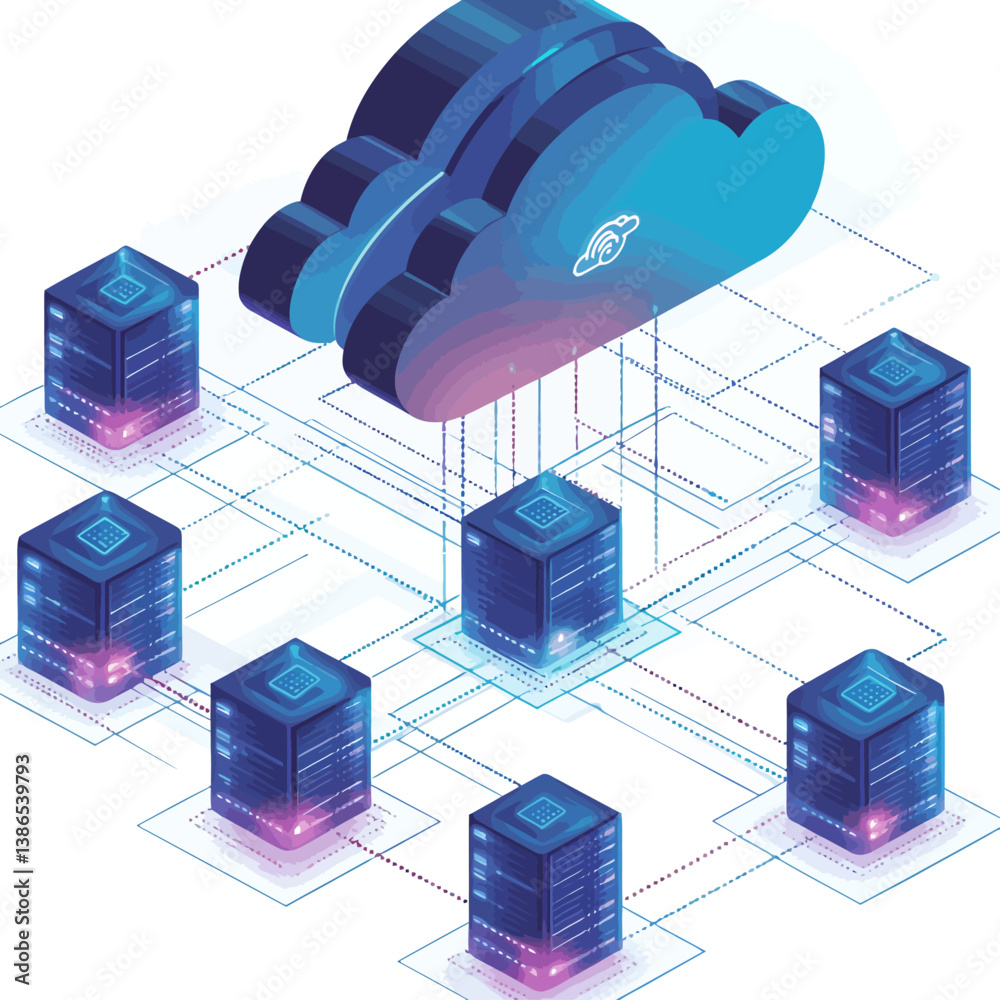 Poster cloud computing network of servers and data storage