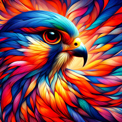 Obraz premium Falcon Head 01 - Cernícalo - Colorful