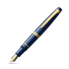 Naklejka premium Blue And Gold Fountain Pen With Gold Accents On White Background