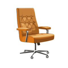 Brown Leather Office Chair with Metal Base
