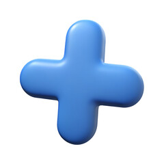 Fototapeta premium A sleek 3D blue plus icon button, designed for use in digital tools or mathematical applications. 