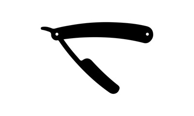 Vintage Dutch Point Barber Razor Silhouette – Black Vector Shaving Blade Icon for Barbershop Branding and Graphic Design