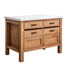 Elegant wooden furniture cutout background modern kitchen digital art bright environment top view interior design