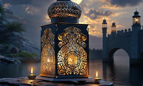 Aesthetic Islamic Lantern Video for Prophet Muhammad's Birthday Greeting and Celebration