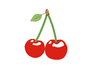 ２つ繋がったサクランボのイラスト