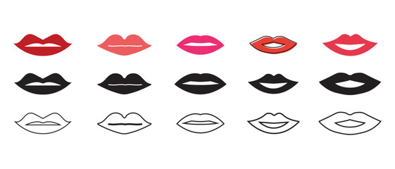 set of lips icon on white background.