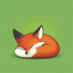 Obraz premium Fox curled up sleeping, peaceful animal