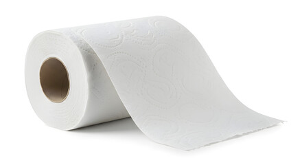 Fototapeta premium Close Up of White Toilet Paper Roll on White Background Bathroom Essential