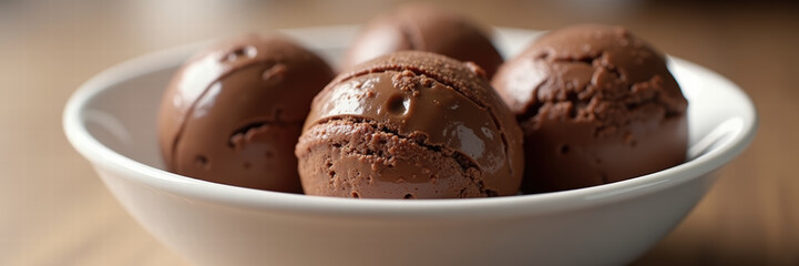 Indulge in the rich, creamy delight of chocolate ice cream balls, perfect for desserts, treats, and food marketing.