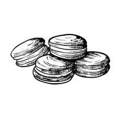 Macarons Hand-Drawn Bakery Dessert Illustration for Menu and Branding