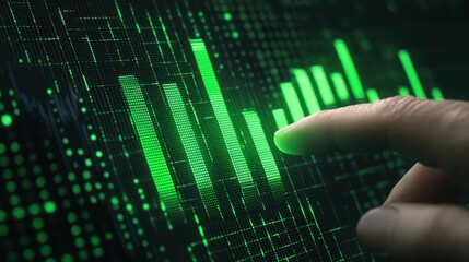 Obraz premium Digital finger touching stock market chart display
