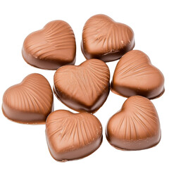 Fototapeta premium Delightful pile of red chocolate hearts stacked together in an irresistible arrangement for romantic occasions isolated on transparent background..