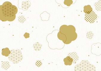 和風 花 金色 グラフィック フレーム 背景素材