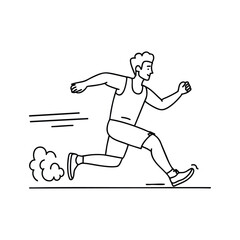 Fototapeta premium Illustration of a man skidding to a stop with motion lines and dust trailing behind